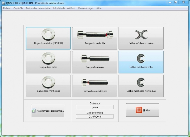 Calibres Lisses QM-PLAIN - Logiciel BLET QM SOFT