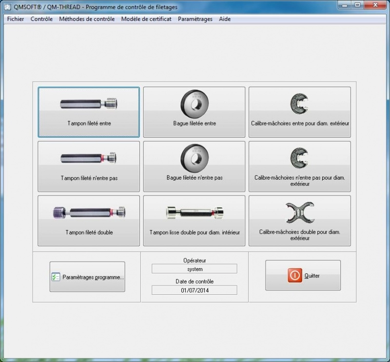 QM-THREAD Calibres Filetés - Logiciel QM SOFT