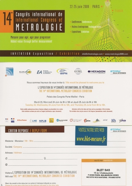 Invitation Congrès de Métrologie 2009