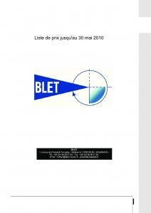 Tarifs Blet 2009-2010 - KAFER Comparateur