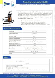 THERMOHYGROMETRE PORTATIF - HANNA - BLET