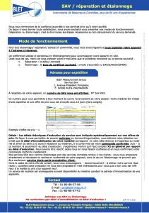 Certificat d'talonnage - Fonctionnement