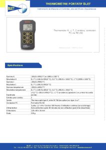 Thermomtre portatif  thermocouple type K, J, T