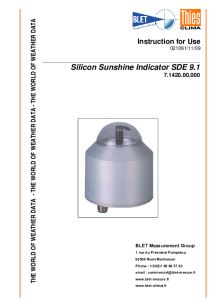 Indicateur dEnsoleillement SDE 9.1 THIES - BLET