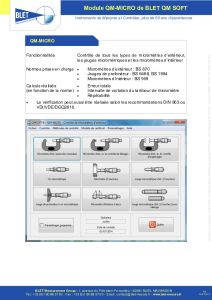 QM-MICRO Micromtres - Logiciel BLET QM SOFT