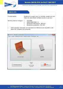 QM-BLOCK Cales Etalon - Logiciel BLET QM SOFT