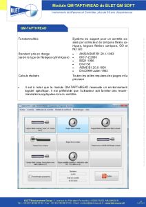 Logiciel QM-TAPTHREAD Tampons Bagues Filetes
