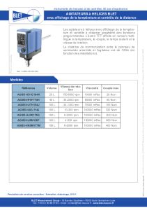 Agitateurs  Hlice Temprature et Commande  Distance BLET