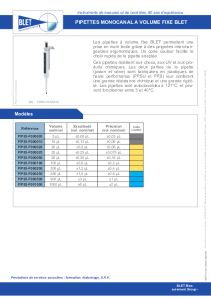 Pipettes � volume fixe BLET
